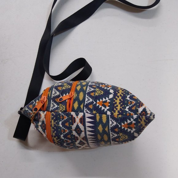 Cross Body Bag Aztec Design Adjustable Strap 3 Compartments Gender-Neutral EUC - Picture 11 of 14